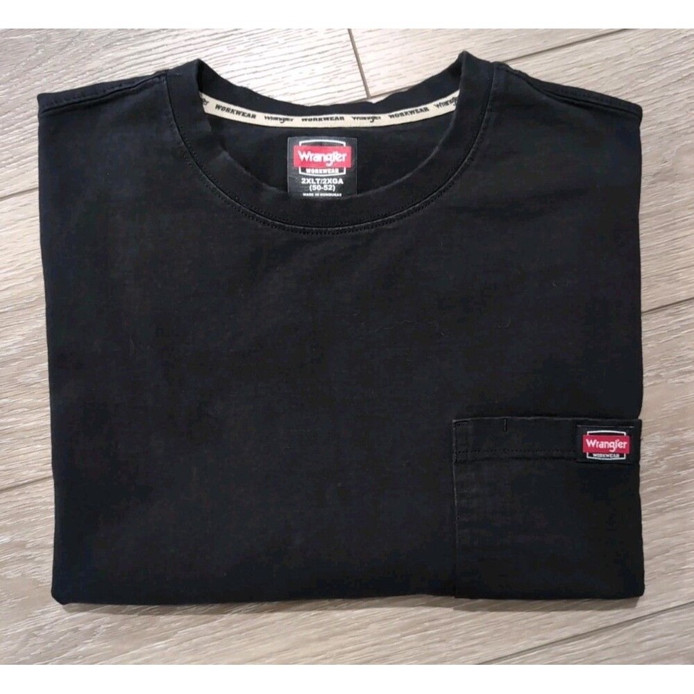 Wrangler workwear men's 2XLT black short sleeve pocket heavy duty t-shirt